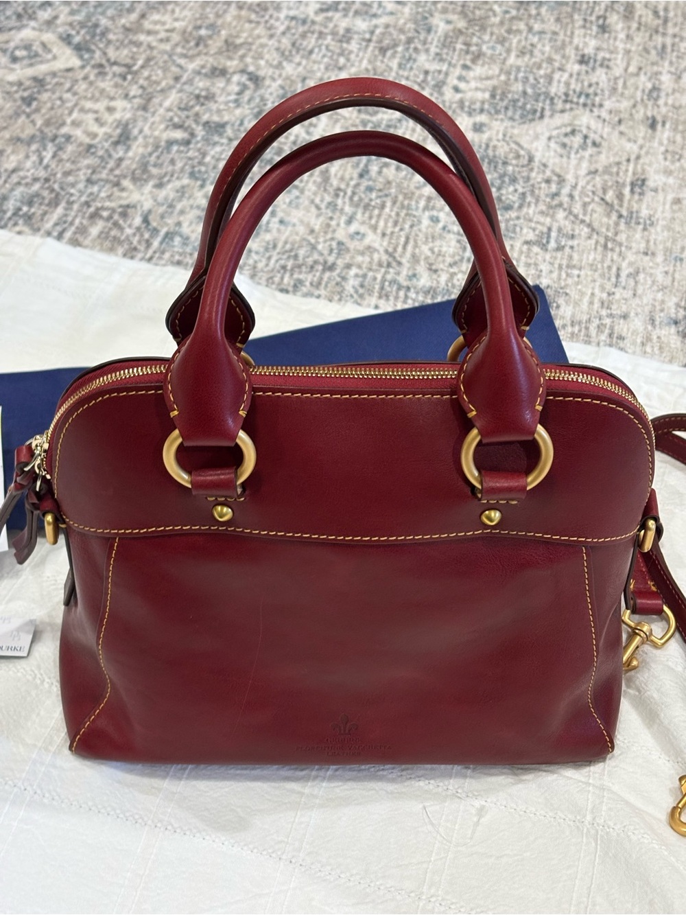 Dooney & Bourke Cameron Satchel Florentine Leather in Bordeaux - Picture 3 of 13